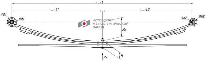 Задняя рессора Mercedes Sprinter 1996-2006 413 (408, 411, 414, 416)/Volkswagen LT 1996-2006 (28-46 II (2DX0AE, 2DX0FE) 2.5/2.8 SDI/TDI) c двускатными колесами (спарка) 3-х листовая