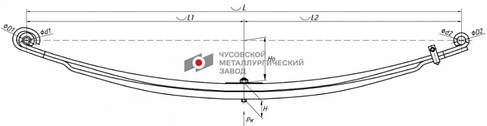 Передняя рессора для тягача Scania 3-Series 1987-1996 | 4-Series 1994-2008 | P, G, R, T series '2003 - (7,5 тонн, 2-х листовая)